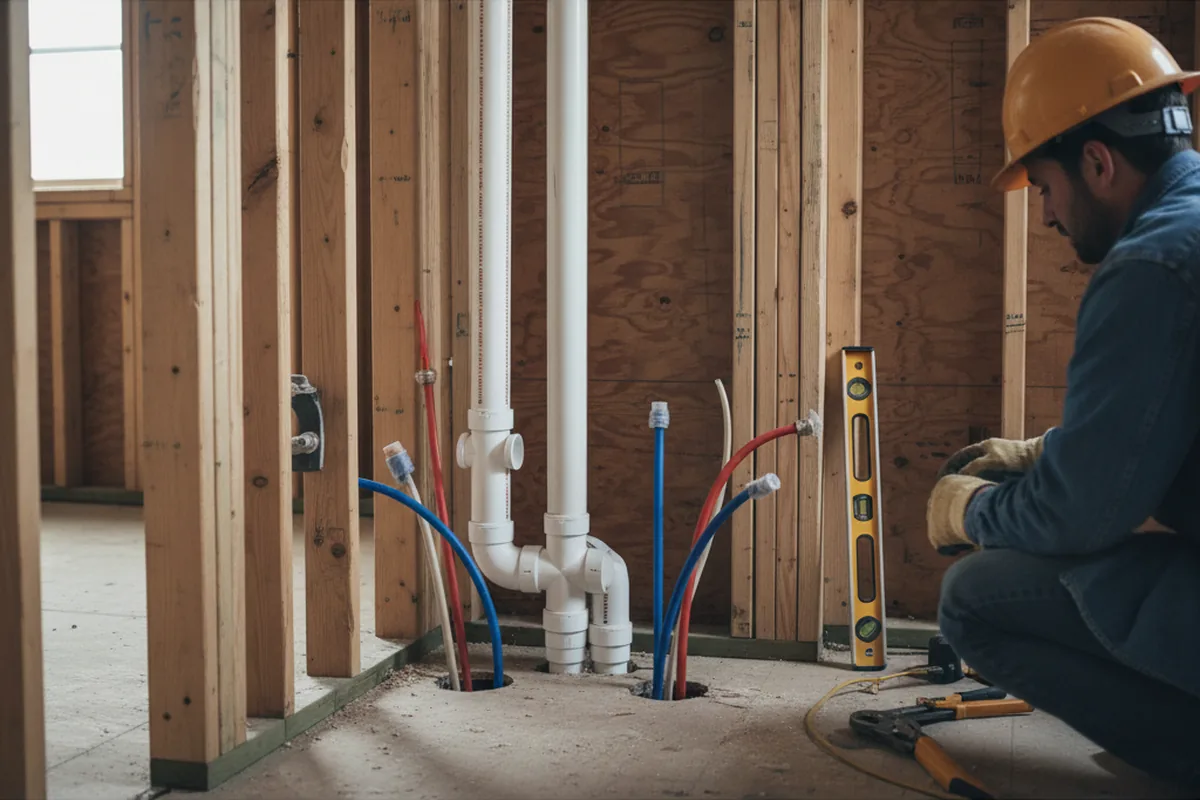 Drain and supply rough-in during Drain Cleaning in Shallotte